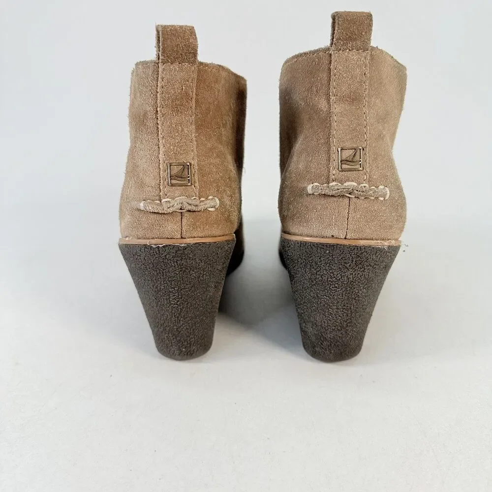 Sperry Harlow Suede Leather Wedge Chukka Boots Tan Sand Size 9